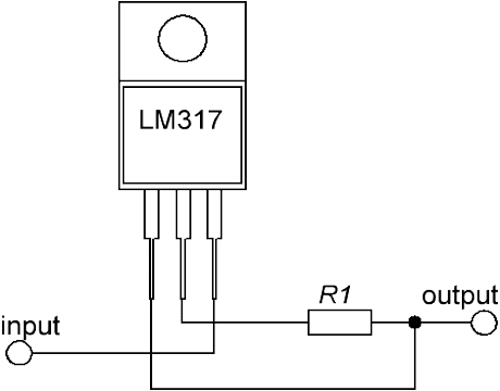 Схема подключения LM317 в качестве стабилизатора тока
